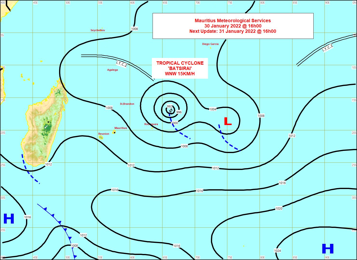 Aucun avertissement de cyclone n'est en vigueur à Rodrigues
