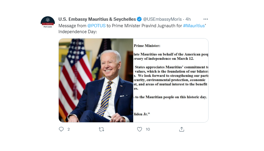 Fête nationale : message du président américain Joe Biden