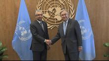 Pravind Jugnauth rencontrant le Secrétaire Général des Nations Unies